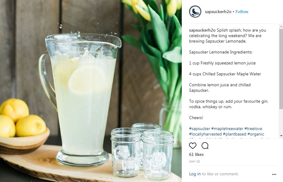 Social media post sample with refreshing lemonade
